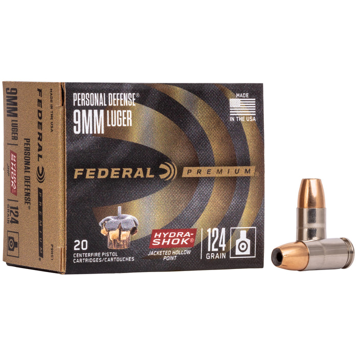 Fed Hydra-shok 9mm 124gr Hp 20-500