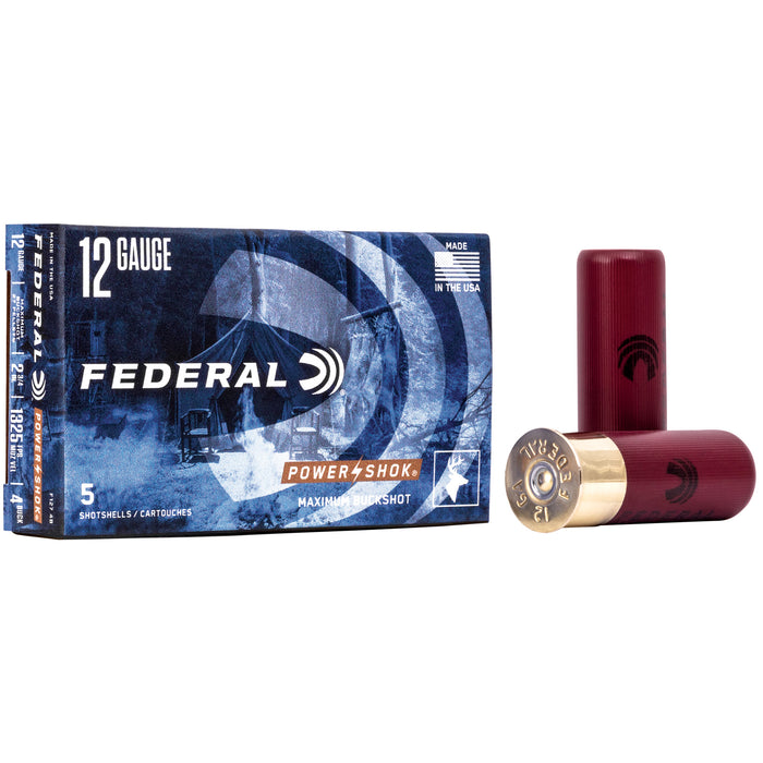 Fed Pwrshk 12ga 2.75 Mx #4 Bck 5-250