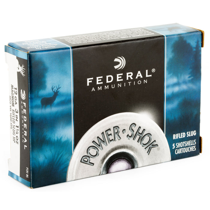 Fed Pwrshk 12ga 3" Mg Rfl Slug 5-250