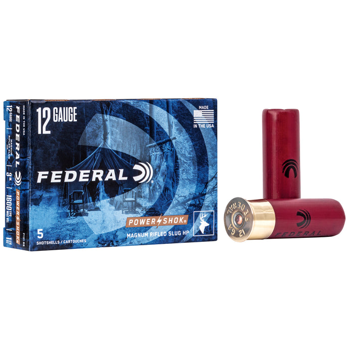 Fed Pwrshk 12ga 3" Mg Rfl Slug 5-250