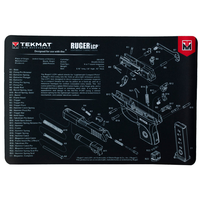 Tekmat Pistol Mat Ruger Lcp Blk